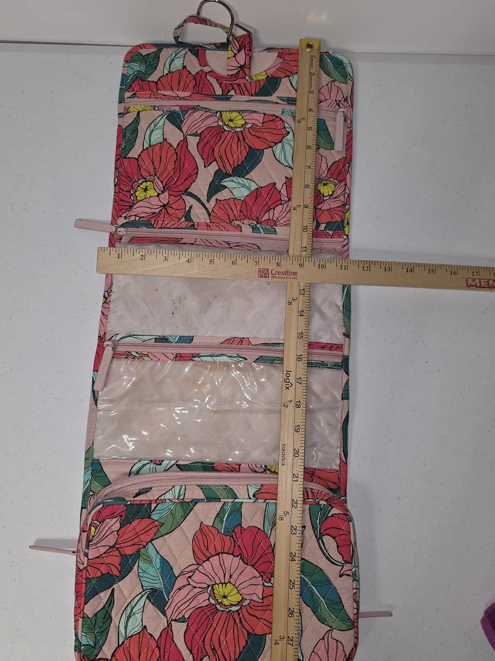 Vera Bradley Hanging Travel Organizer Vintage Floral Quilted Cotton Makeup Bag